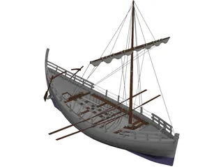 Kyrenia Ancient Greek Merchant Ship 3D Model