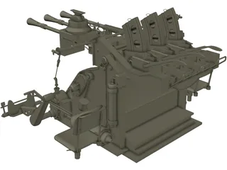 Type 96 Japanese Triple AA Gun (25 mm) 3D Model