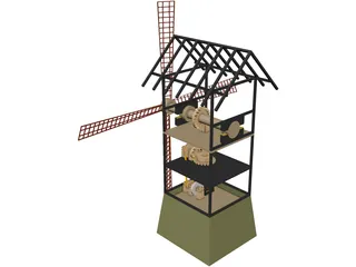 Windmill Wood 3D Model