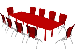 Knoll Conference Table and Chairs 3D Model