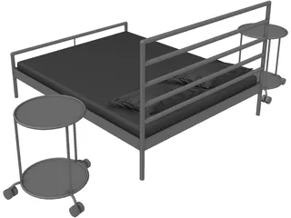 IKEA Heimdal Bed and Sidetable 3D Model