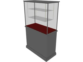 Glass Vitrine with Wooden Base 3D Model