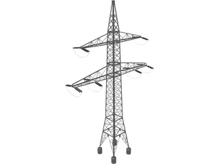 High Voltage Electric Power Transmission Pylon 3D Model