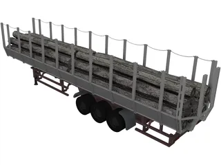 Logging Truck Trailer 3D Model