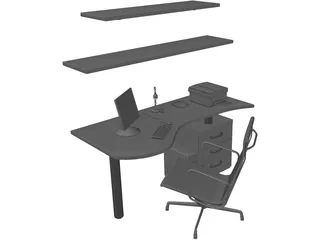 Office Work Space 3D Model