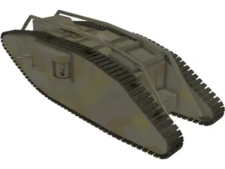 British MK1 World War 1 Era Tank 3D Model