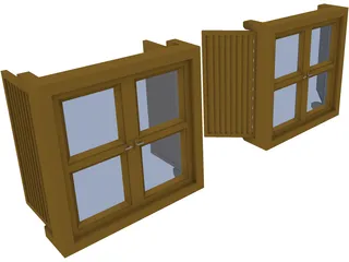 Double Shutter Window 3D Model