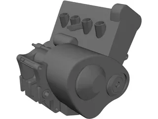 Honda Motorcycle 600cc Engine 3D Model