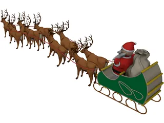 Santa and Sleigh 3D Model