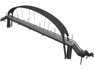 Suspension Arch Walkway Bridge 3D Model