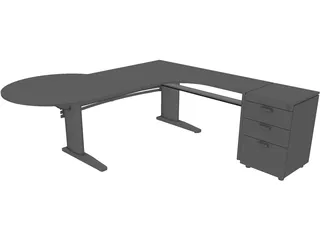 Desk with Extention 3D Model
