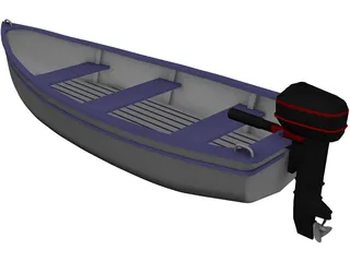 Boat with Outdoor Motor 3D Model