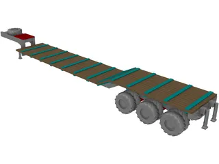 Goose Neck Lowboy Trailer 53 foot 3D Model