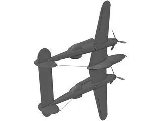 Lockheed P-38 J/L Lightning 3D Model