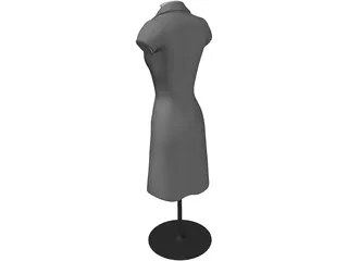 Female Mannequin Bust and Dress 3D Model