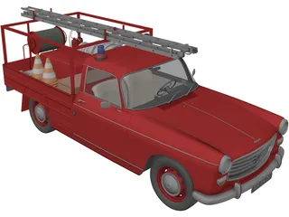 Peugeot Pickup Fire Truck 3D Model