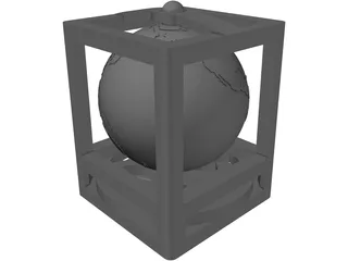 Globe in Cube Frame 3D Model