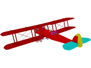 Biplane Curtiss Jenny 3D Model
