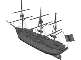 Esmeralda Wooden Ship 3D Model