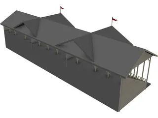 Cricket Stadium Spectator Stand 3D Model