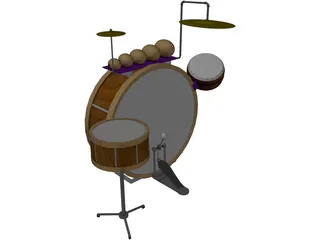 Antique Drum Kit 3D Model