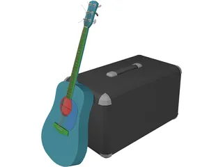 Guitar and Amp Marshall 3D Model