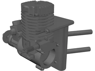 RC OS .50 Engine with Pitts Muffler 3D Model