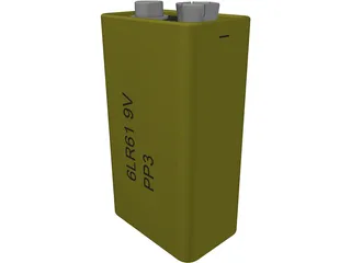 PP3 Battery 3D Model