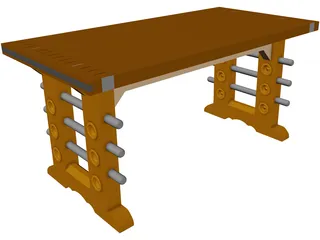 Butcher Block Table 3D Model