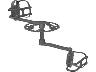 Pedals and Crankset 3D Model