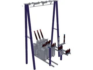 Electric High-voltage Transformers 3D Model