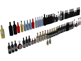 Bar Bottles Collection 3D Model