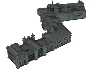 Russian Train Station in Moscow 3D Model