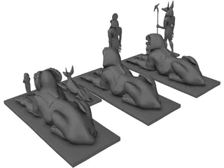 Egyptian Statues 3D Model