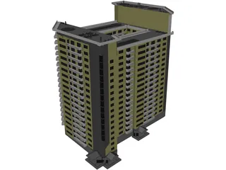 Inhabited high-rise building 3D Model