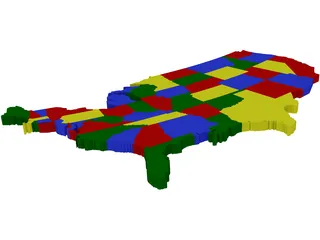 United States Map 3D Model