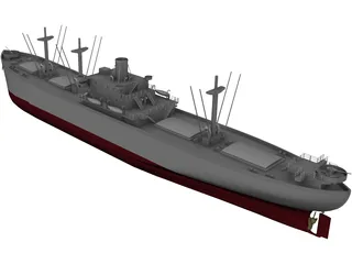 Cargo Ship WWII 3D Model