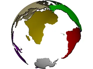 Globe Land Masses 3D Model