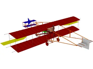 Biplane Curtis Pusher 3D Model