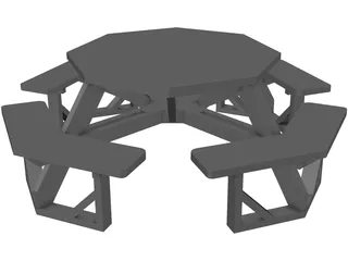 Octogonal Garden Table 3D Model