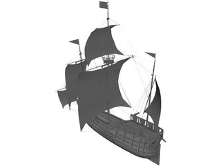 Caravel Sailing Ship 3D Model