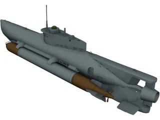 Seehund Midget Submarine 3D Model