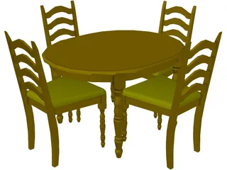 Table with Chairs 3D Model