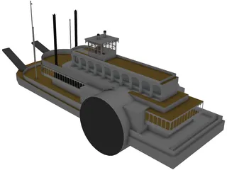 Steamboat SideWheel (1900) 3D Model