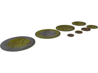 Euro Coins 3D Model