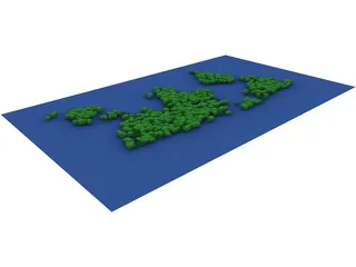 Digital World Map 3D Model