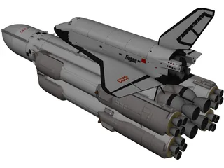 Buran-Energia Space Shuttle with Rocket 3D Model