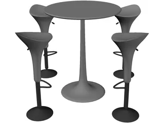 Bar Stool with Table 3D Model