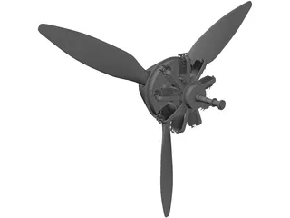 Engine 9 Cylinder Rotor 3D Model