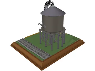 Windmill and Water Tower 3D Model